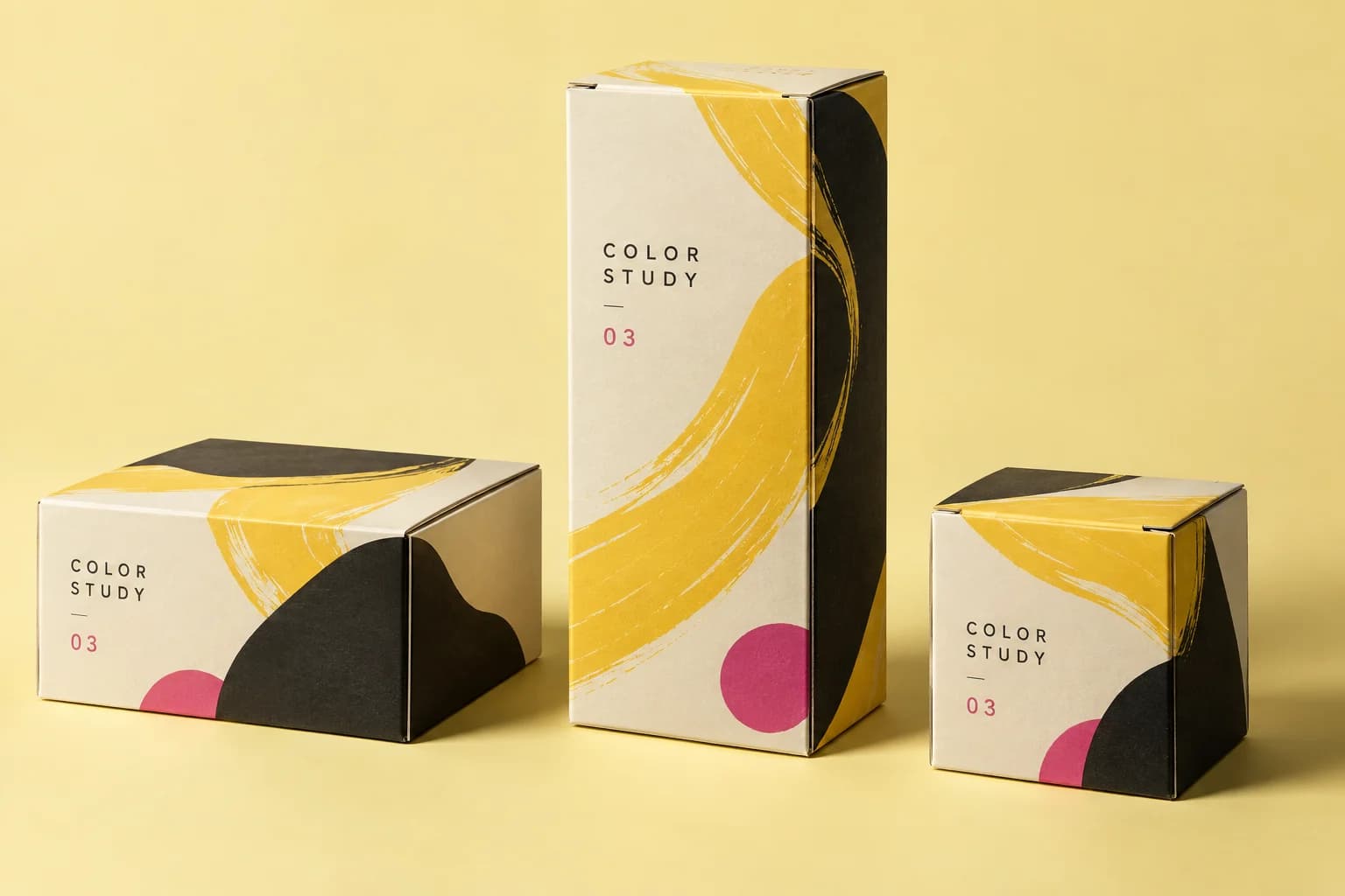 Generated concept of folding cartons with yellow and black printed artwork
